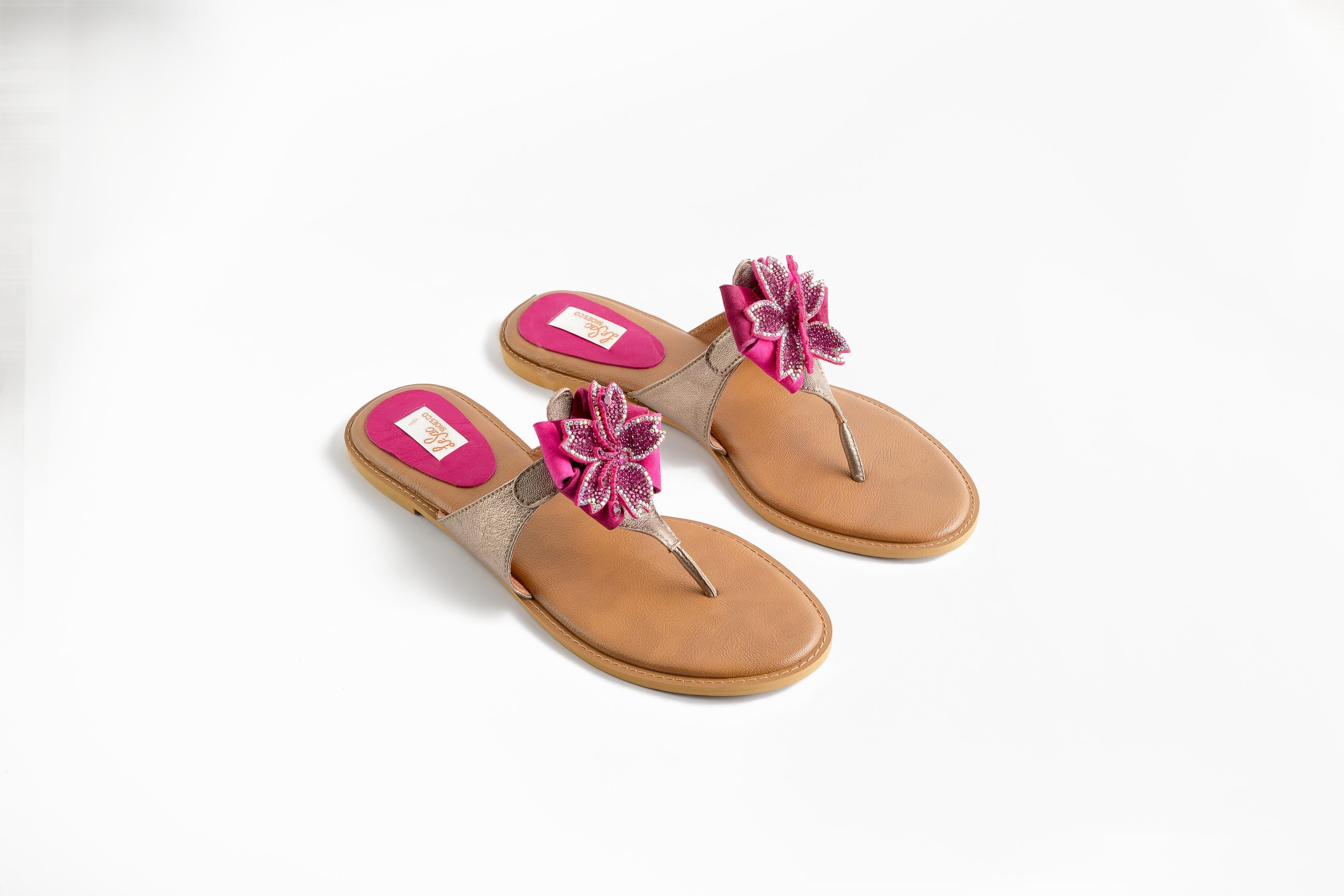 Sophisticated Sandals with Diamante Flower Strap