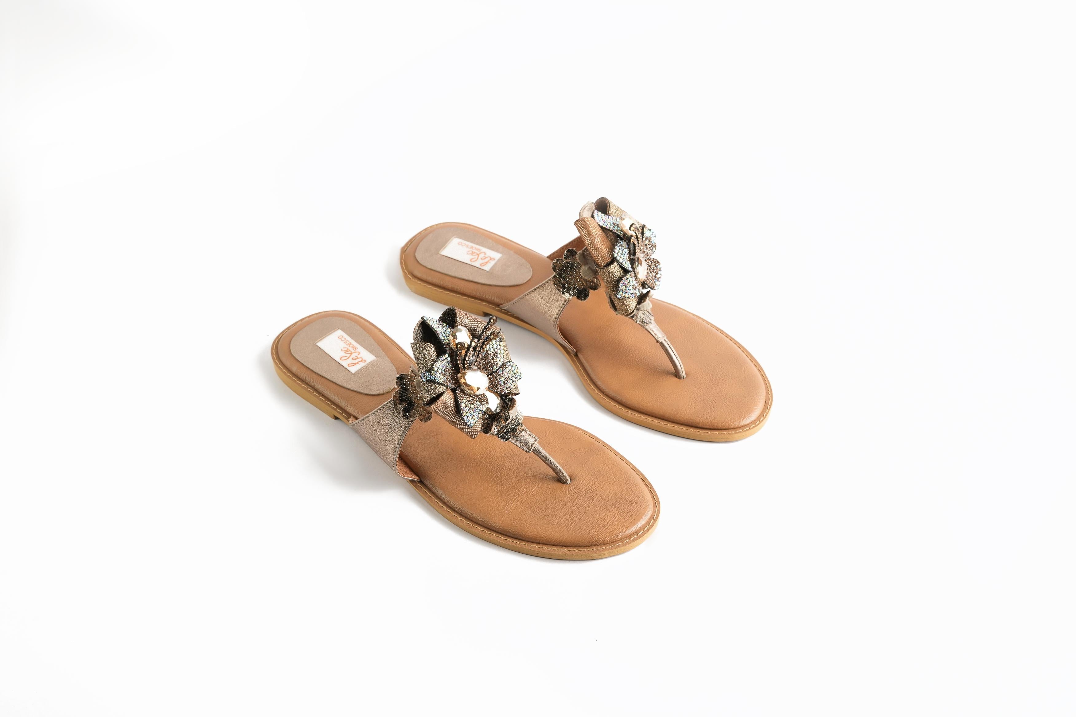 Sophisticated Sandals with Diamante Flower Strap