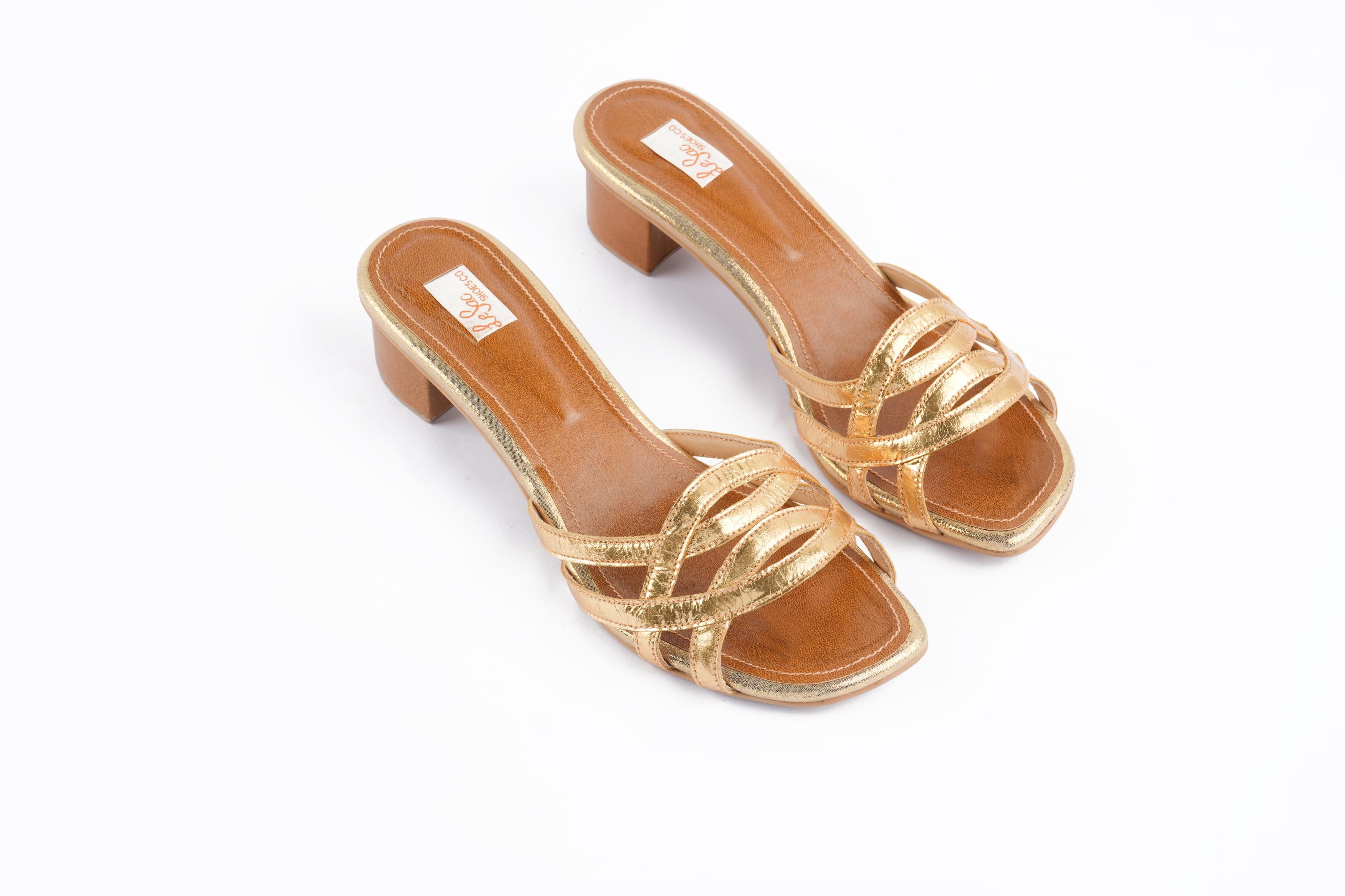 Heeled Leather Sandals with Stylish Criss-Cross Strap