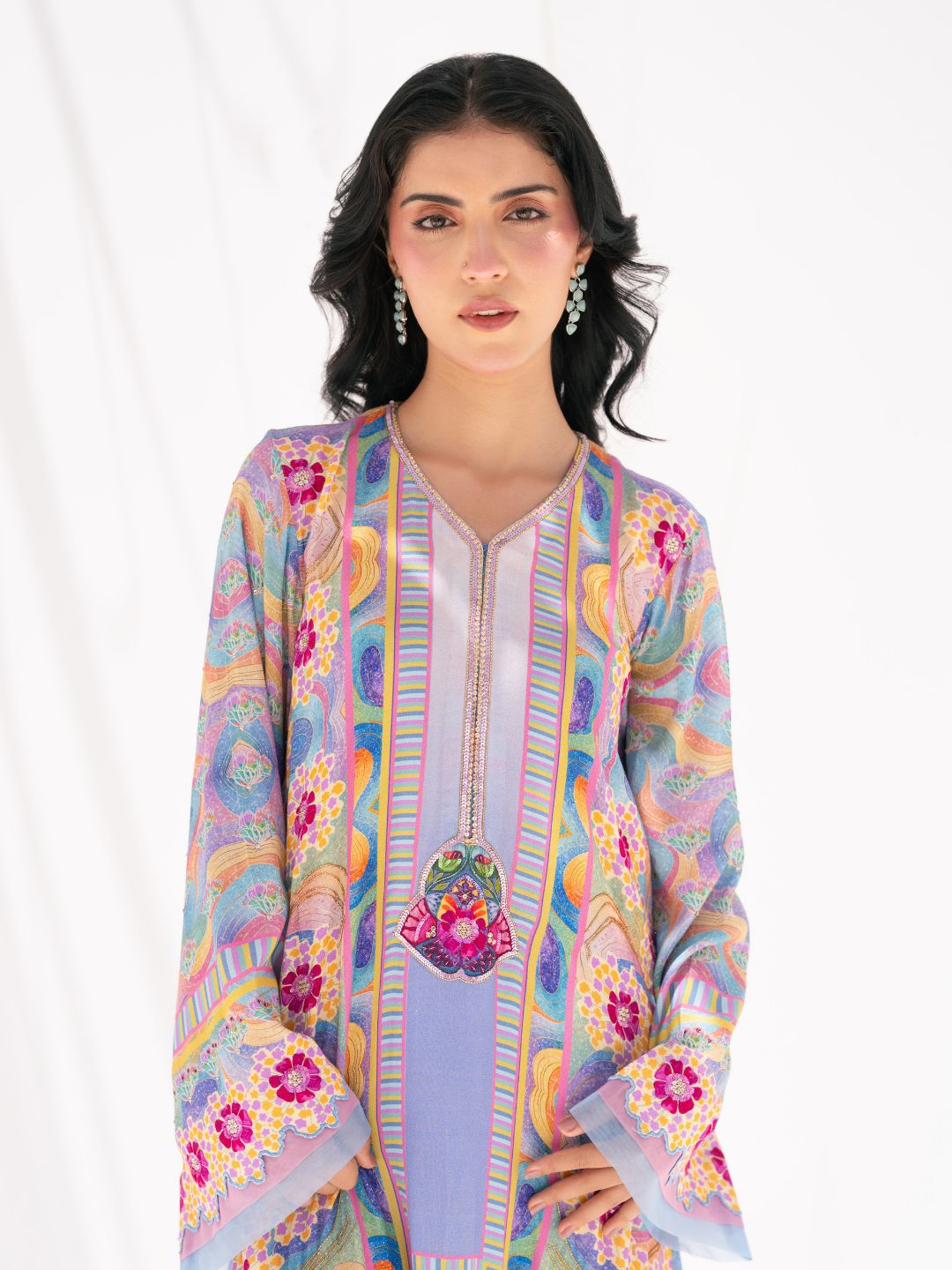 Chroma Bloom — Kaftan in Pure Georgette