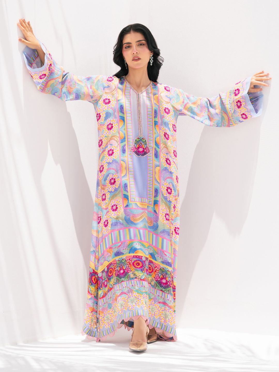 Chroma Bloom — Kaftan in Pure Georgette