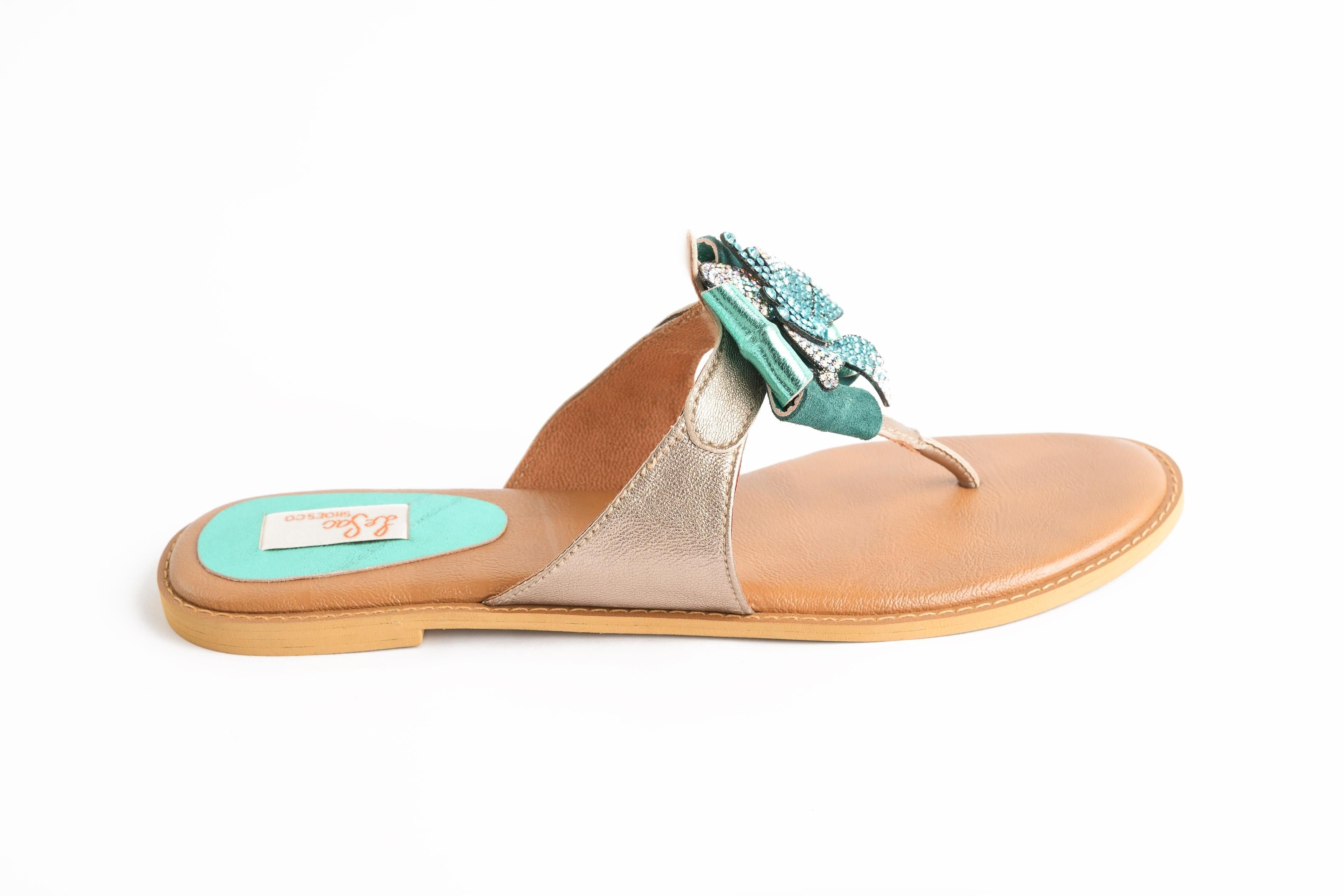 Sophisticated Sandals with Diamante Flower Strap